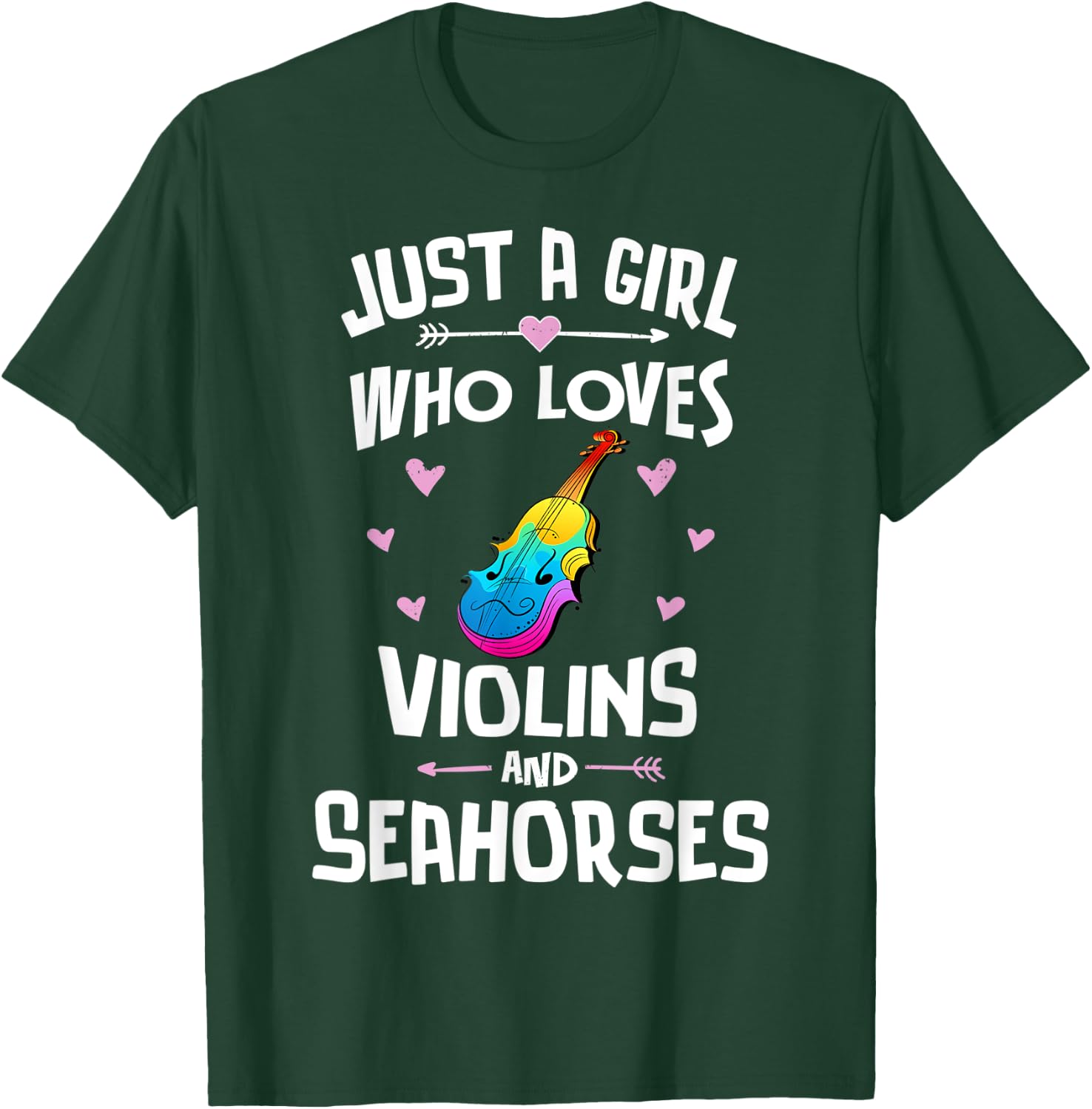 Violins And Seahorses Gifts for Girls Women T-Shirt - T-Shirt | Forest