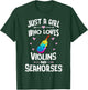 Violins And Seahorses Gifts for Girls Women T-Shirt - T-Shirt | Forest