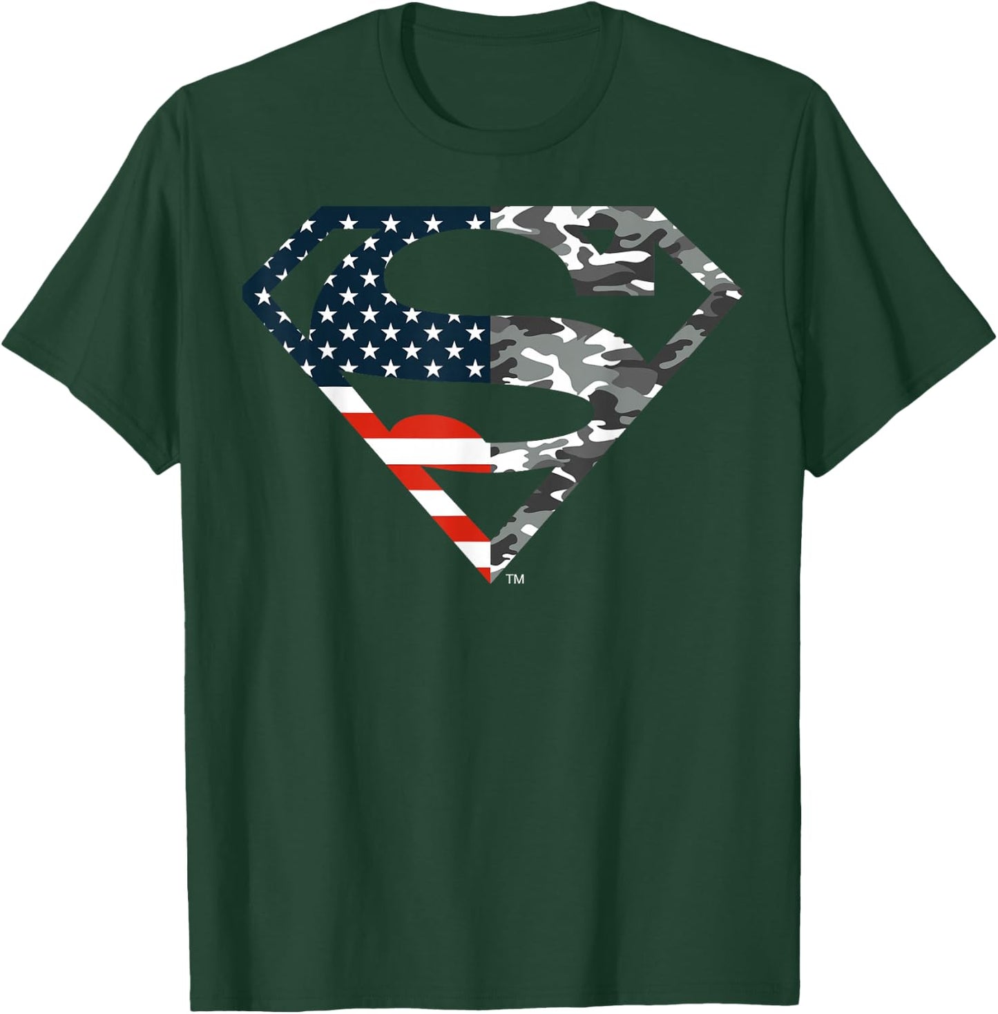 DC Comics Superman American Flag Camo Logo Small T-Shirt - T-Shirt | Forest