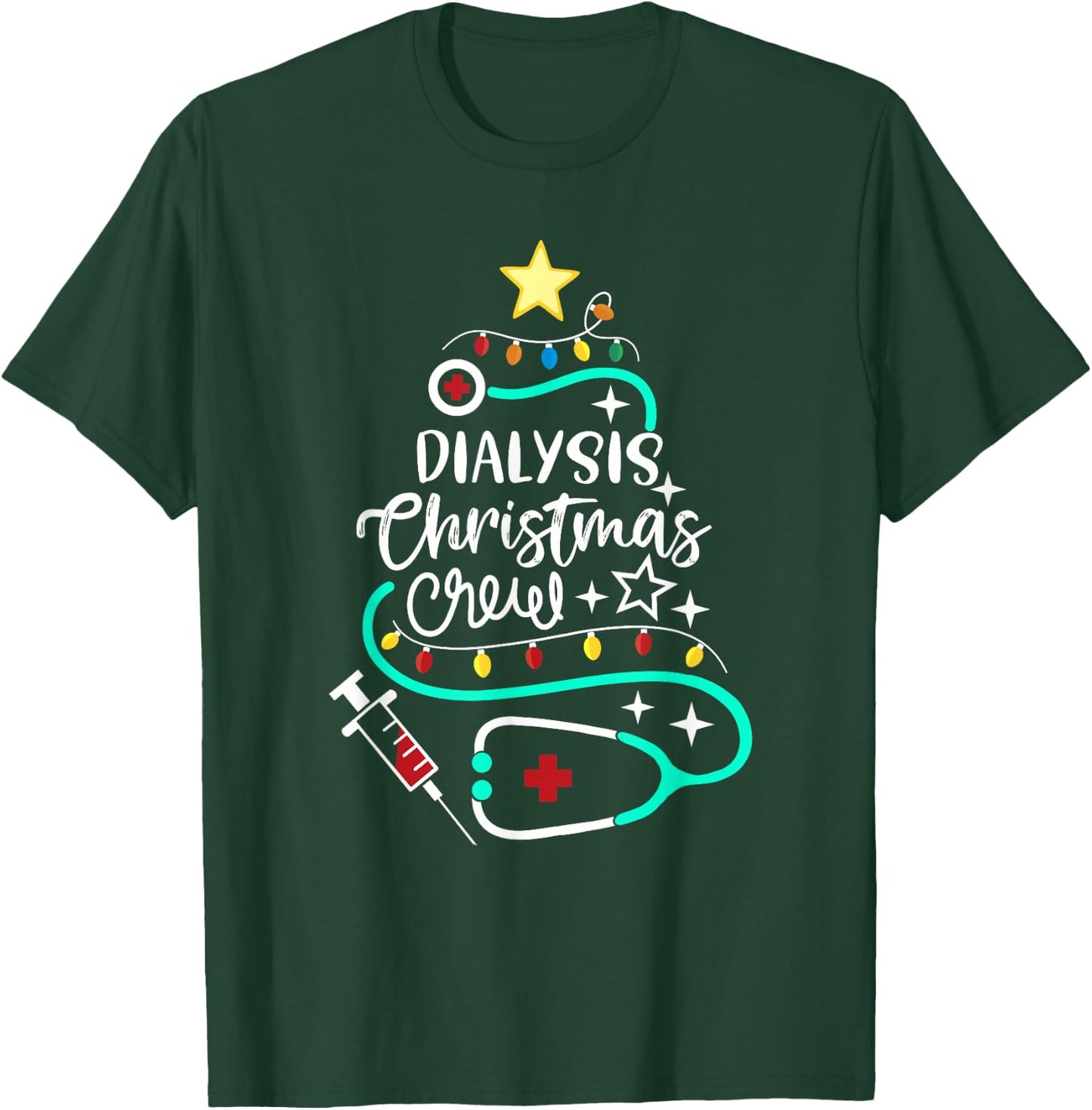 Dialysis Christmas Crew Dialysis Nurse Nephrology Technician T-Shirt - T-Shirt | Forest