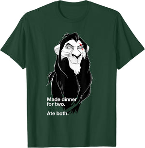 Disney Villains Scar Made Dinner For Two Ate Both T-Shirt - T-Shirt | Forest