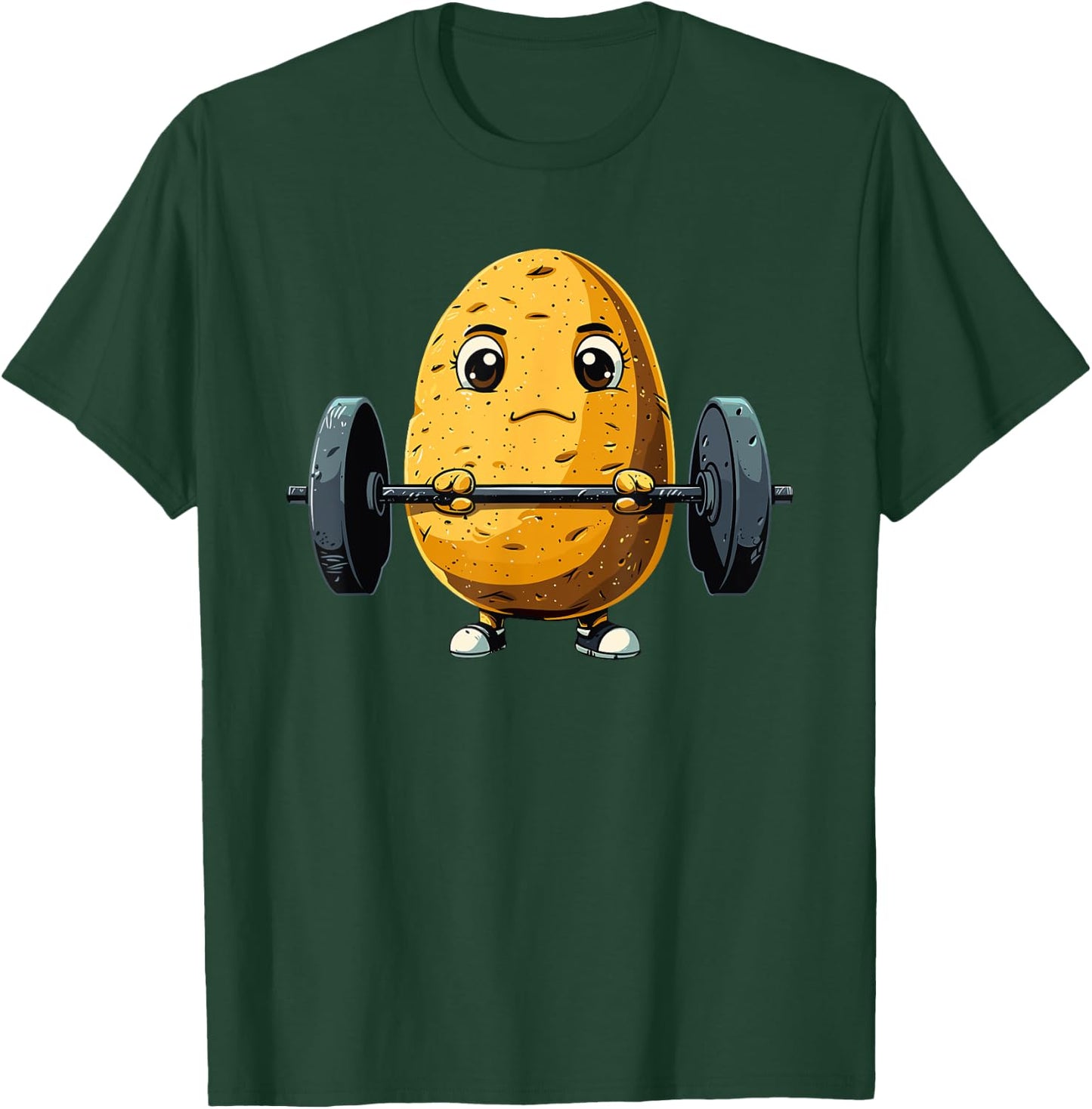 Potato Weightlifting Barbell Workout Potatoes Weightlifter T-Shirt - T-Shirt | Forest