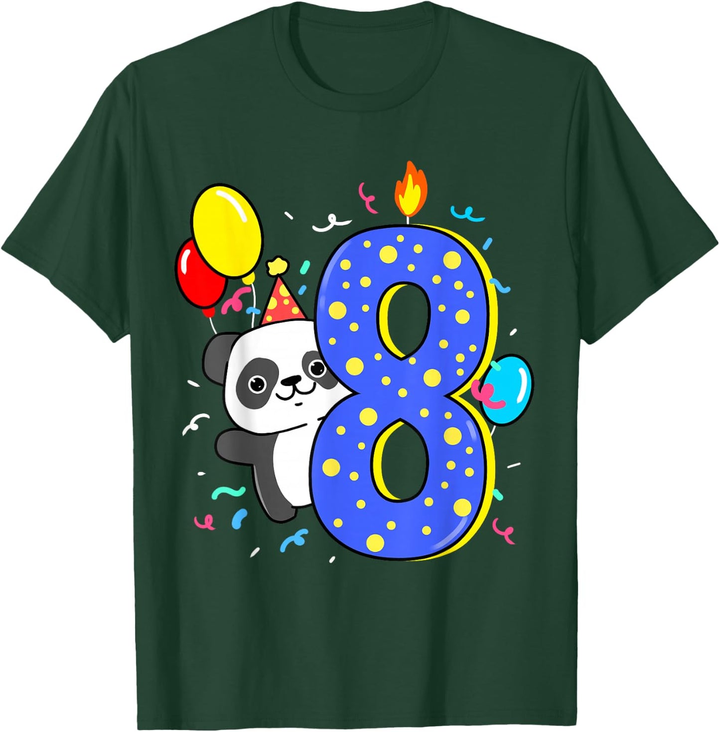 Birthday Panda 8 Years T-Shirt - T-Shirt | Forest