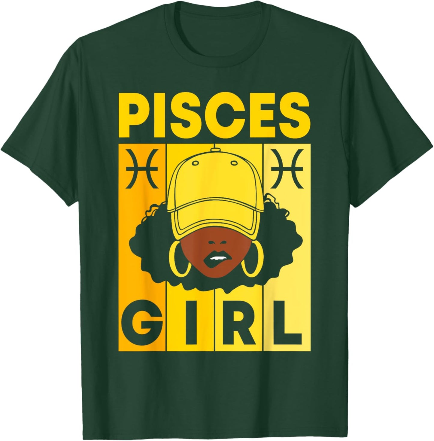 Pisces Girl Dope Afro Black Woman With Cap Zodiac Sign T-Shirt - T-Shirt | Forest