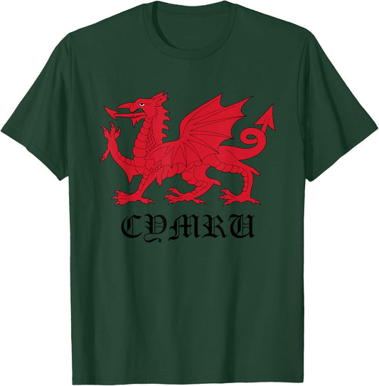 Retro Heraldic Red Welsh Dragon of Wales CYMRU Y Ddraig Goch Women Kids Men T-Shirt - T-Shirt | Forest