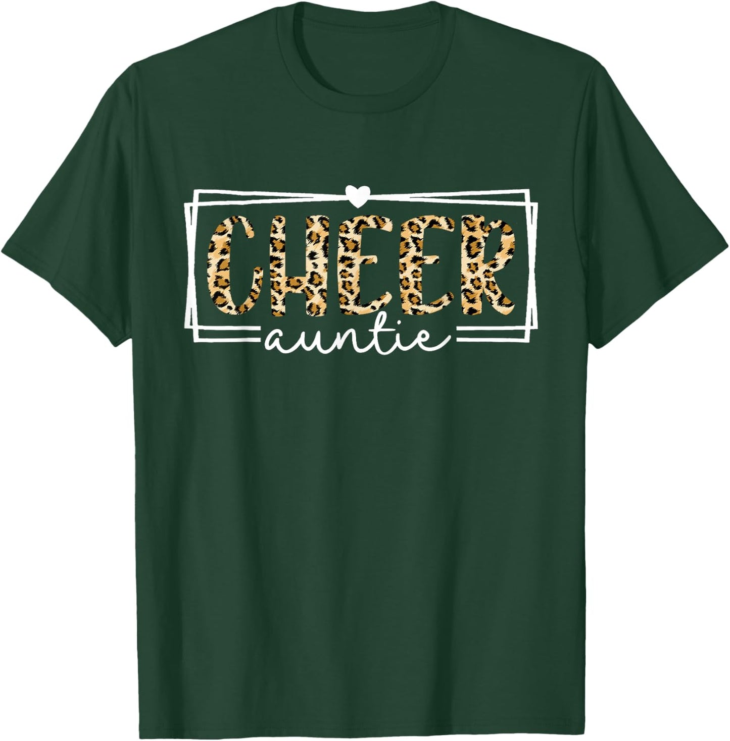 Women Cheer Auntie Leopard Cheerleader Aunt Mothers Day T-Shirt - T-Shirt | Forest