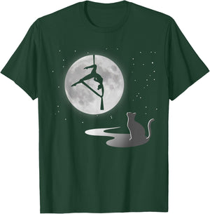 Fly Aerial Yoga Hammock Silks, Stars Moon Cat Lover, Novelty T-Shirt - T-Shirt | Forest