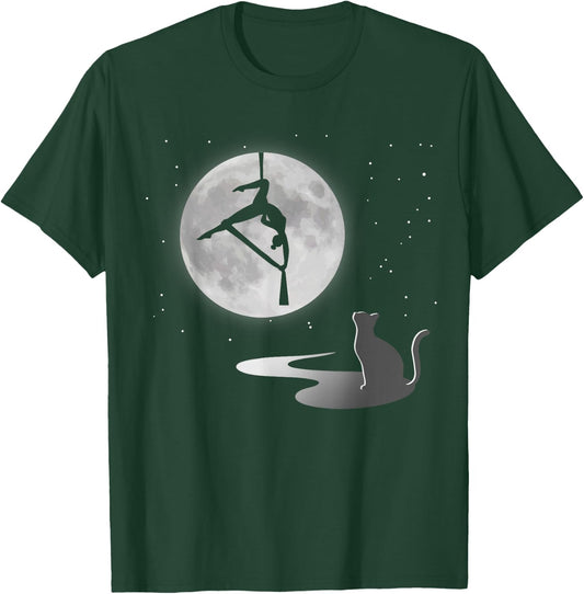 Fly Aerial Yoga Hammock Silks, Stars Moon Cat Lover, Novelty T-Shirt - T-Shirt | Forest