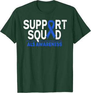 Support Squad ALS Awareness Month Blue Ribbon Support Team T-Shirt - T-Shirt | Forest