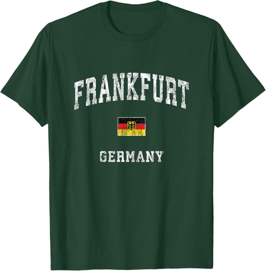 Frankfurt Germany Vintage Athletic Sports Design T-Shirt - T-Shirt | Forest