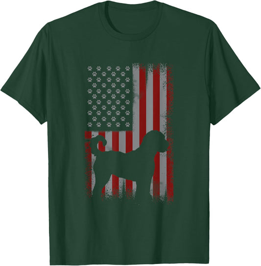 Patriotic American Flag Golden Doodle Lover Gift Men Women T-Shirt - T-Shirt | Forest