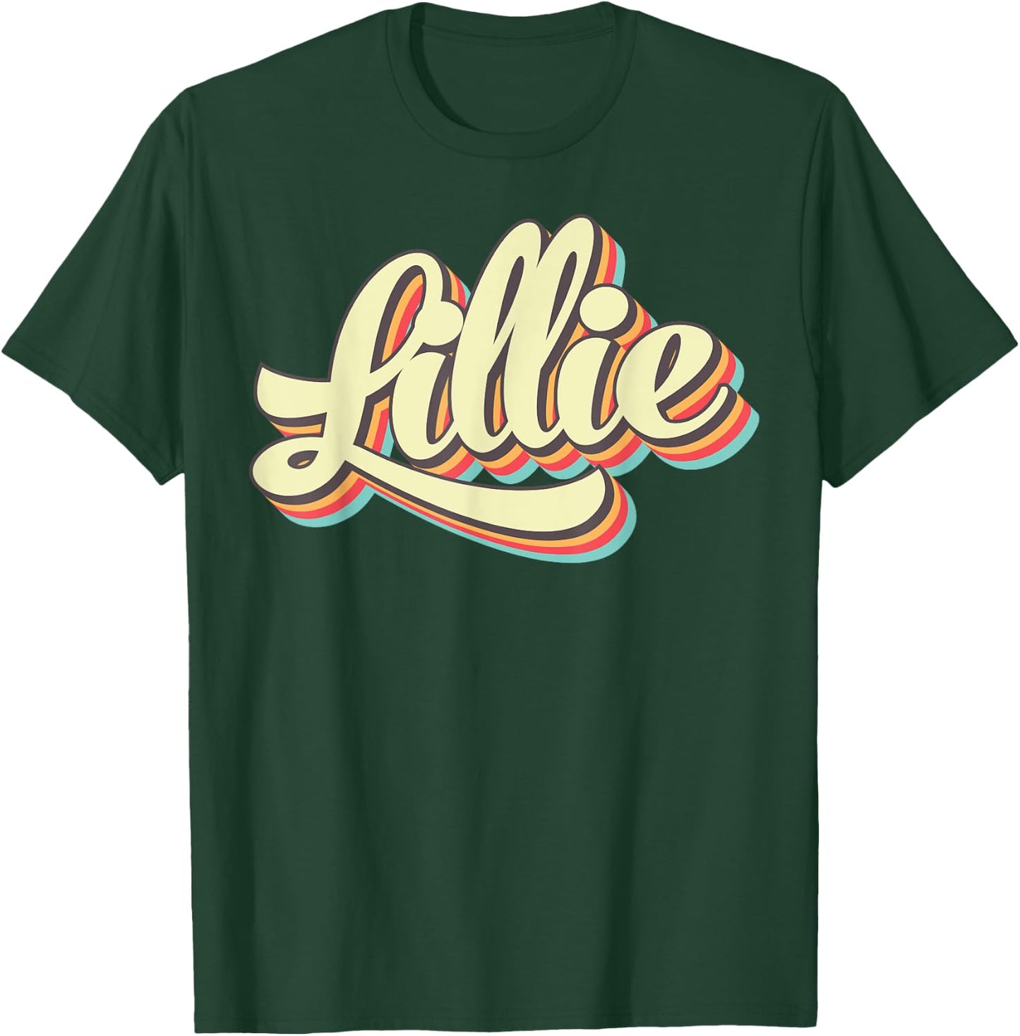 Lillie Retro Art Baseball Font Vintage T-Shirt - T-Shirt | Forest