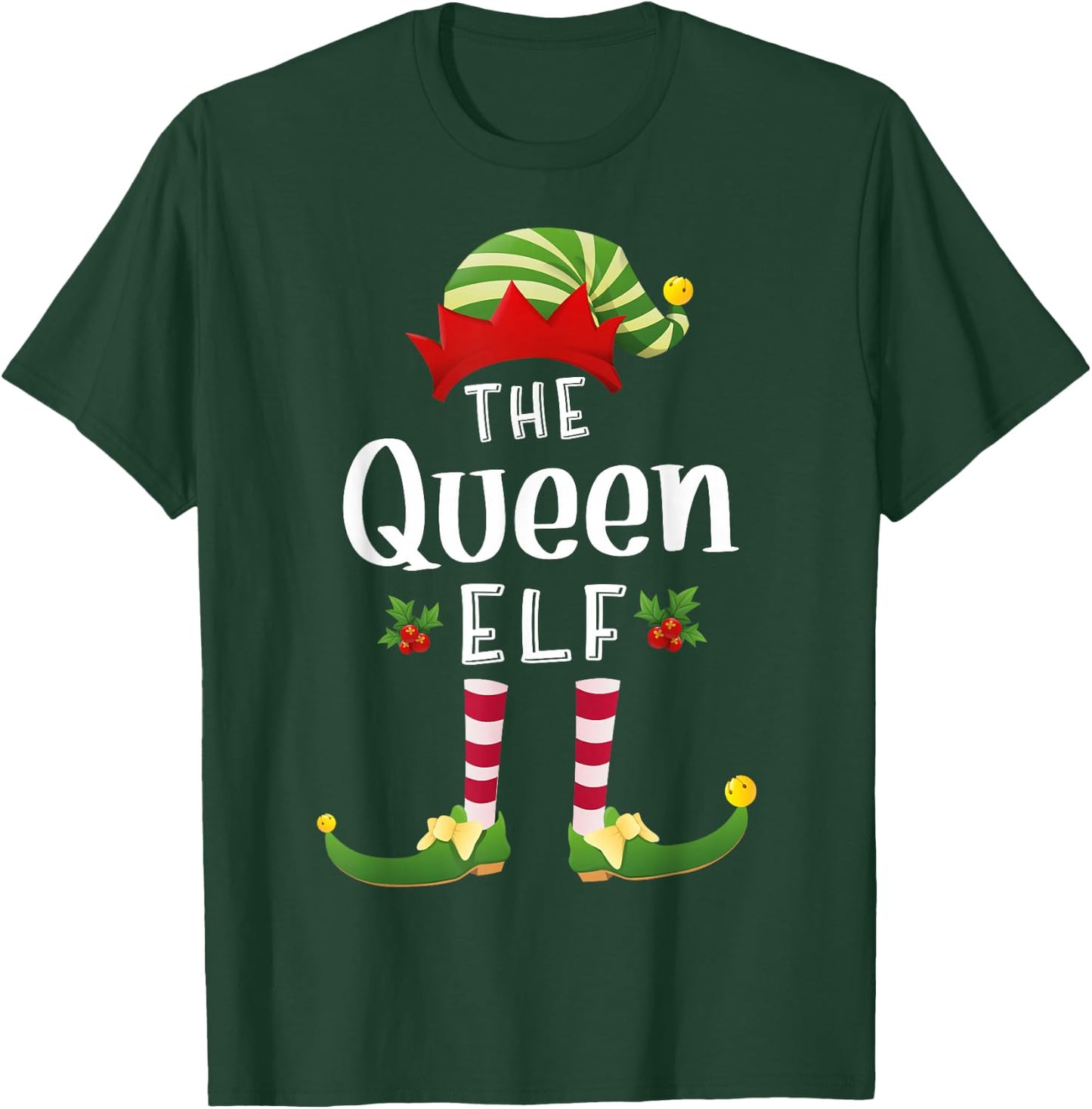 Queen Christmas Elf Matching Pajama X-Mas Party T-Shirt - T-Shirt | Forest