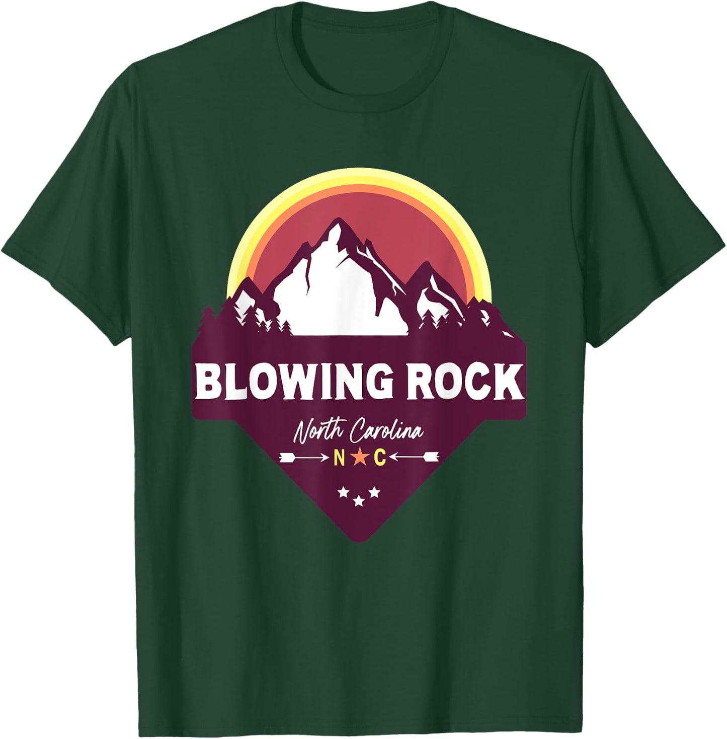 Retro Blowing Rock North Carolina NC Blue Ridge Mountains T-Shirt - T-Shirt | Forest