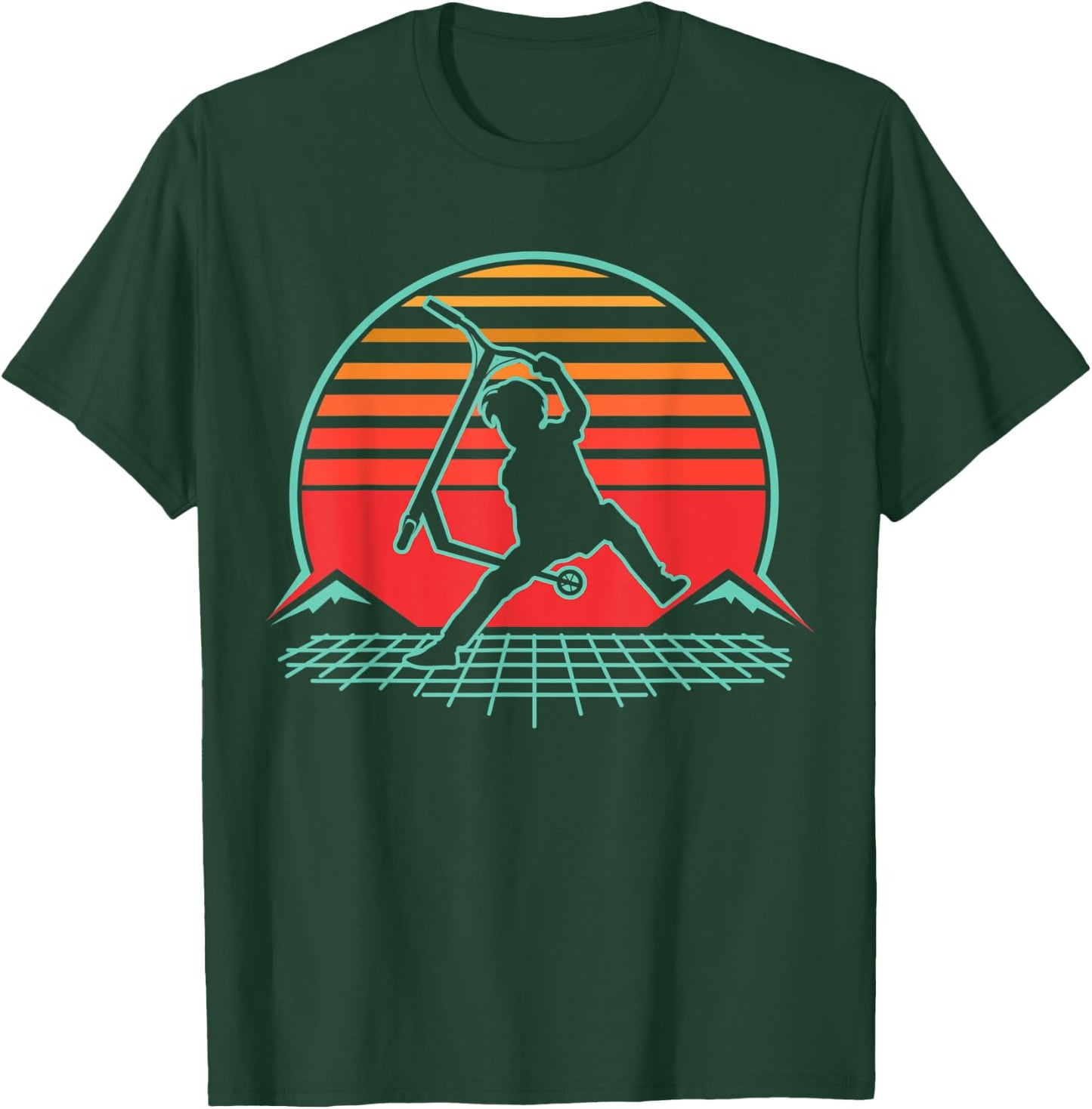 Scooter Stunt Retro Style Scooter Gift Boys Kids Youth T-Shirt - T-Shirt | Forest