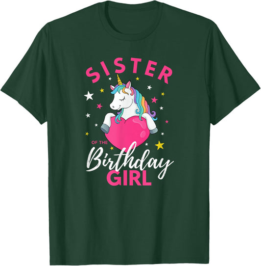 Sister Of The Birthday Girl Unicorn T-Shirt - T-Shirt | Forest