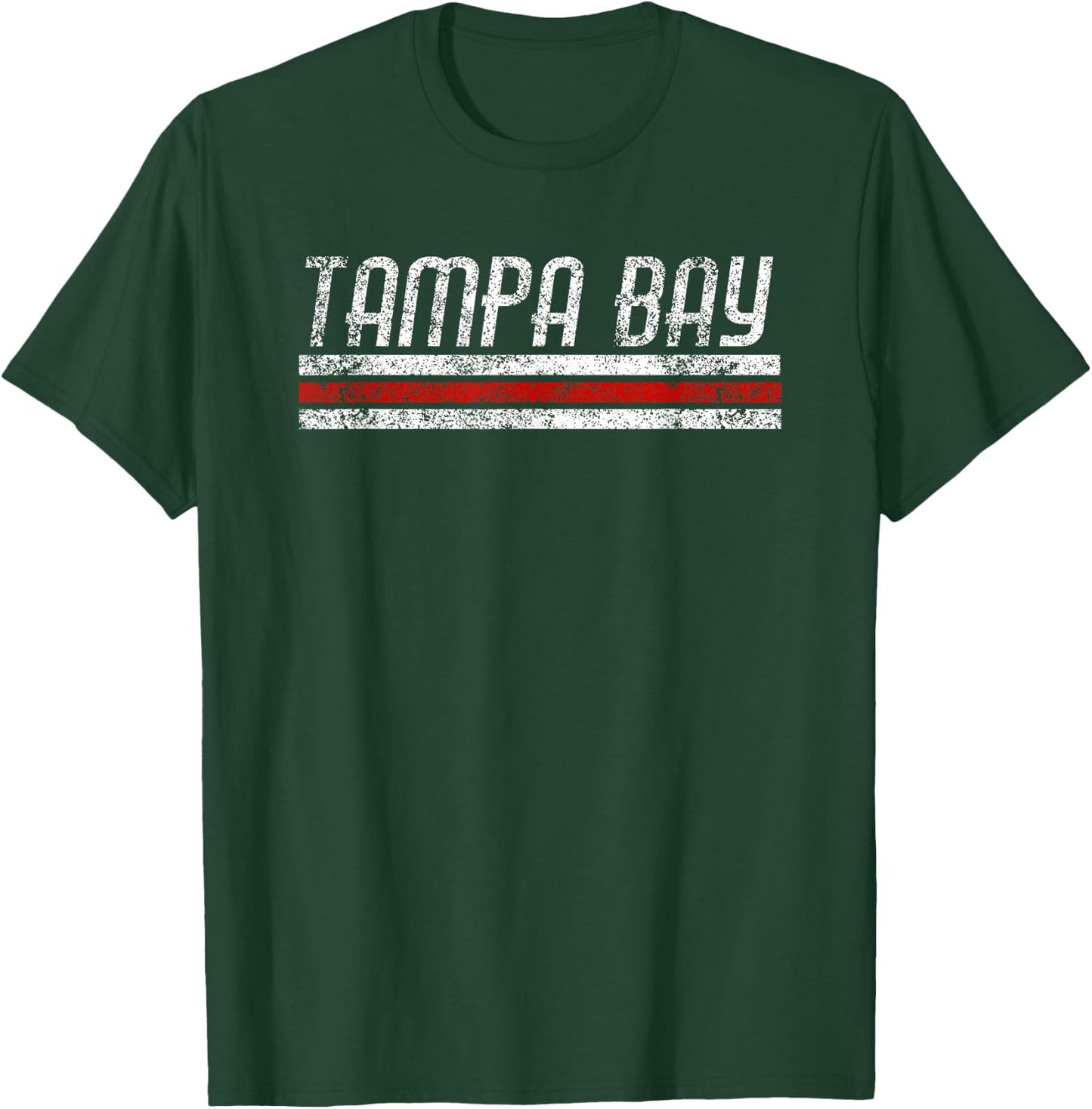 Tampa Bay Florida Retro Vintage Weathered Stripe Throwback T-Shirt - T-Shirt | Forest