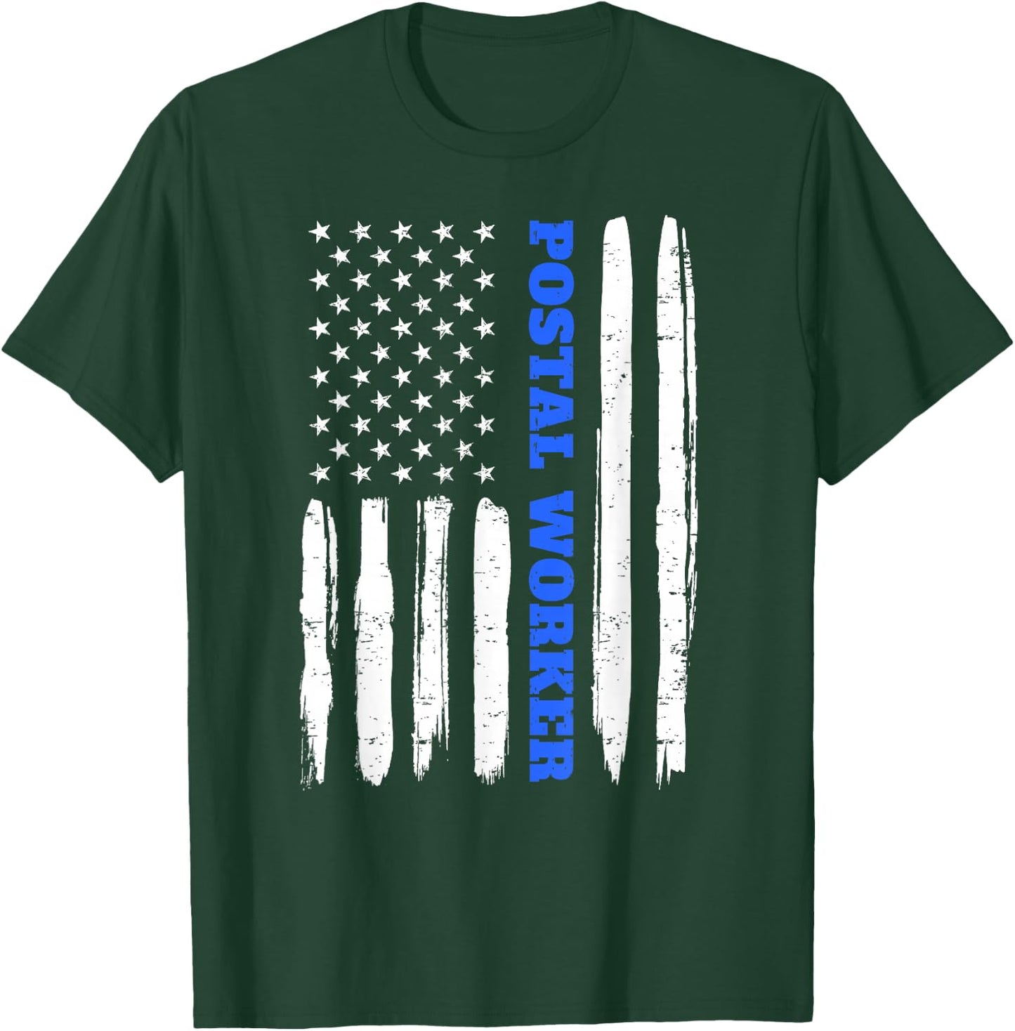 Patriotic Postal Worker American Flag Stars Stripes Postman T-Shirt - T-Shirt | Forest