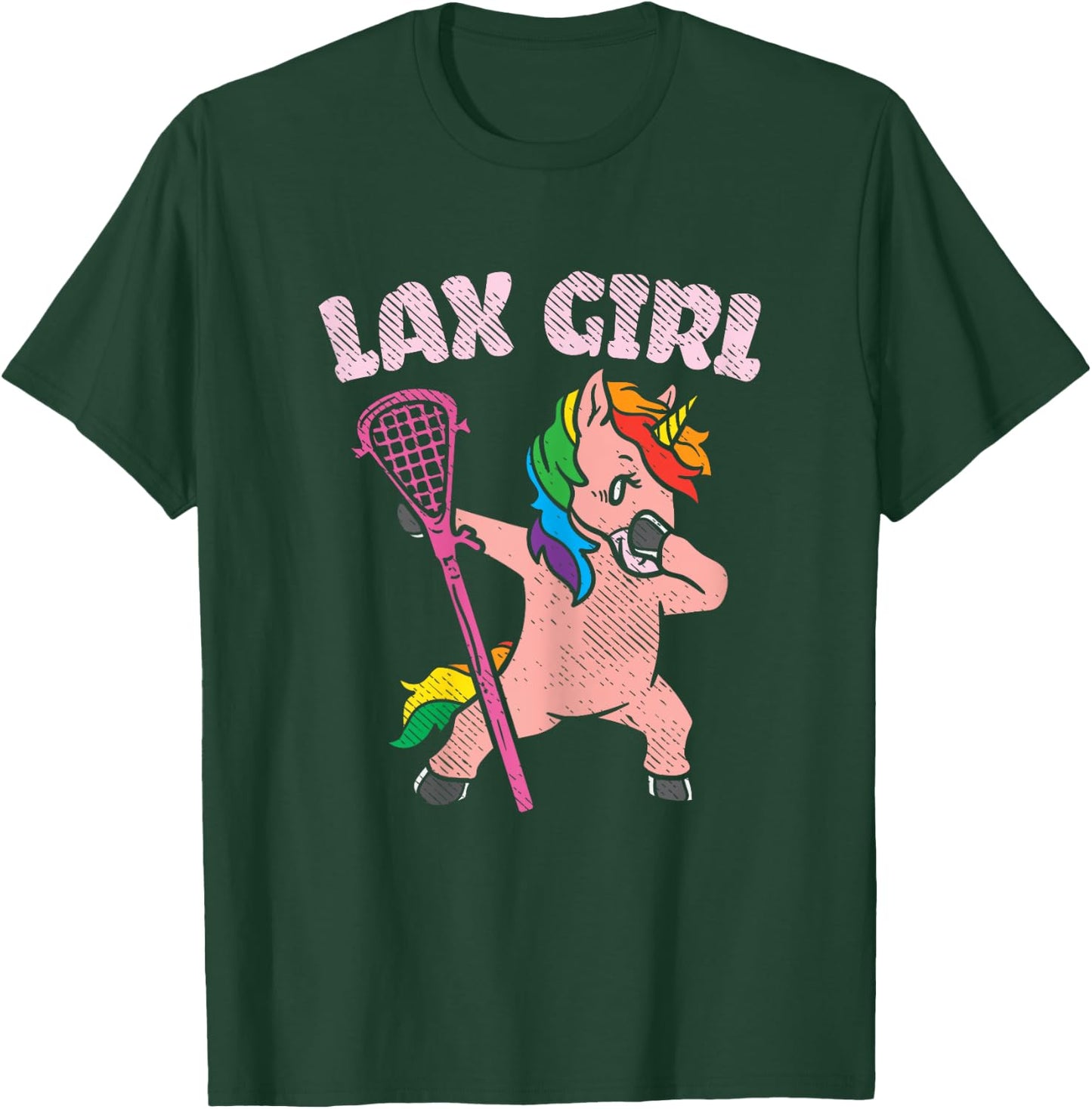 Lax Girl Unicorn Cute Animal Lacrosse Player Team Women Gift T-Shirt - T-Shirt | Forest