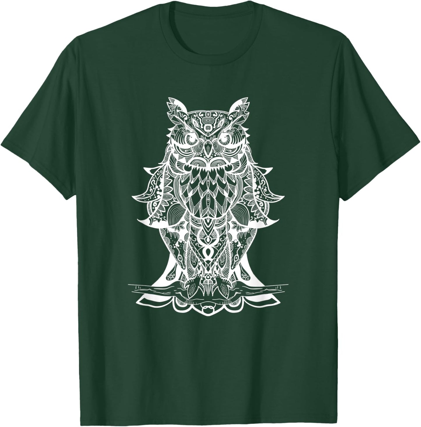 Geometric Owl - Sacred Geometric Mandala Animal T-Shirt - T-Shirt | Forest