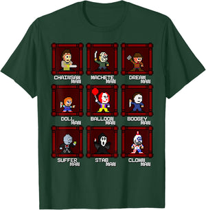 Choose Your Slasher 8-Bit Retro Horror Game T-Shirt - T-Shirt | Forest