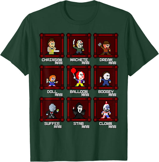 Choose Your Slasher 8-Bit Retro Horror Game T-Shirt - T-Shirt | Forest