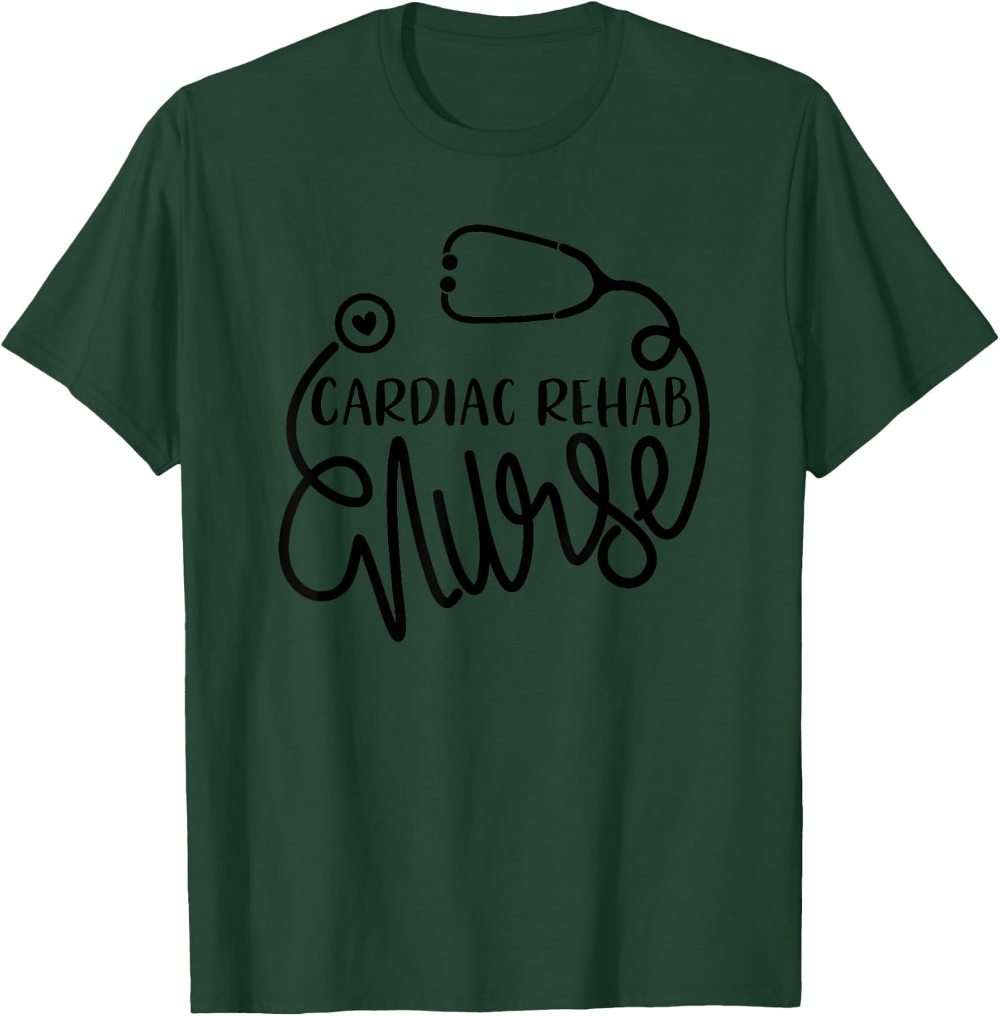 Rehabilitation Medical Department - JoinHealthcare Cardiac Rehab Nurse - -Adults - Grey - Small - Short Sleeve - Modern - Stethoscope Design T-Shirt - T-Shirt | Forest