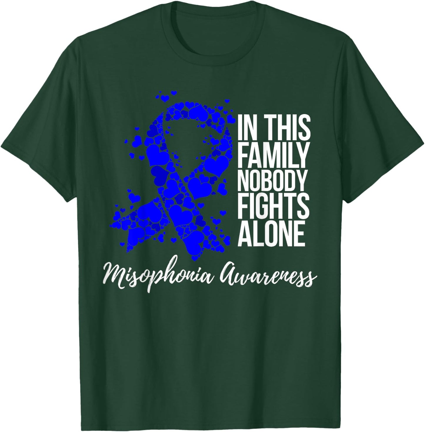 Family Support Blue Ribbon Misophonia Awareness T-Shirt - T-Shirt | Forest