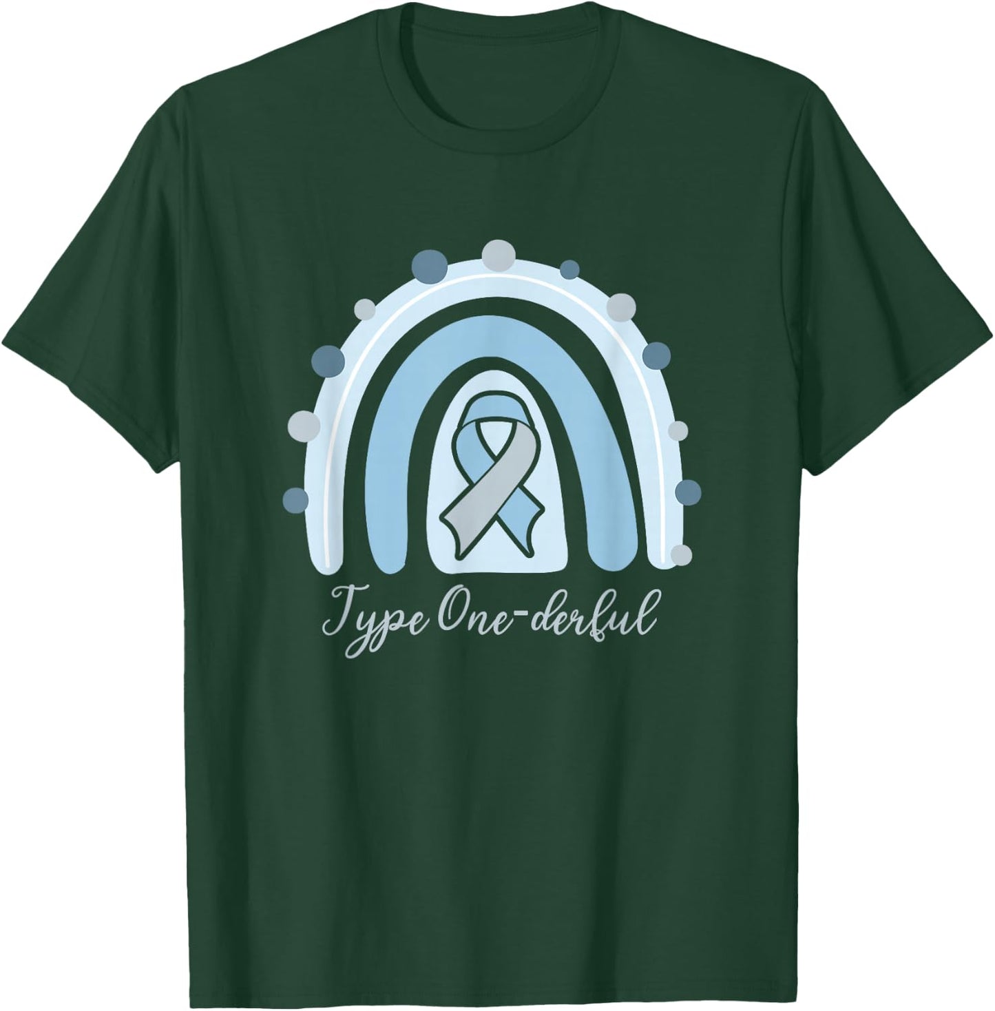 Type 1 Diabetes T1D Awareness One-Derful Nordic Rainbow Gift T-Shirt - T-Shirt | Forest
