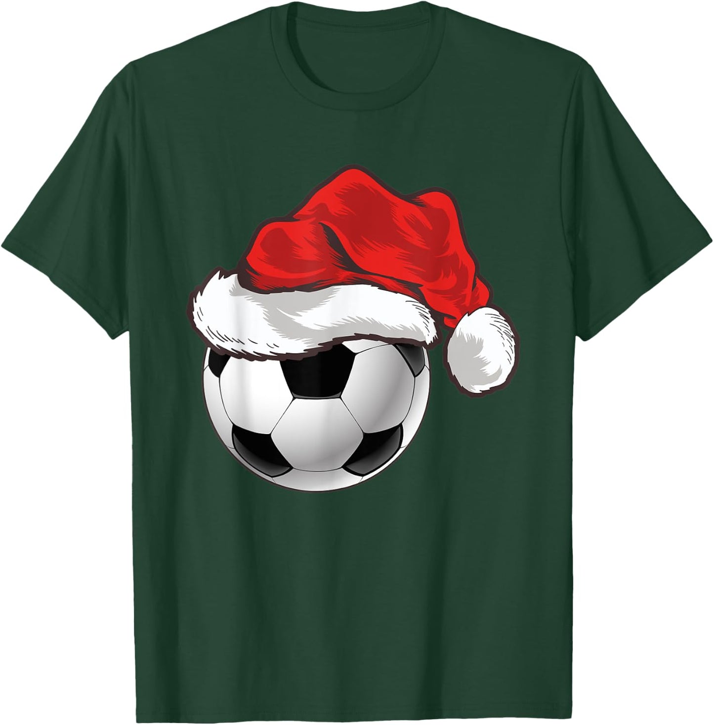 Football Player Xmas Gift Santa Hat Soccer Ball Christmas T-Shirt - T-Shirt | Forest