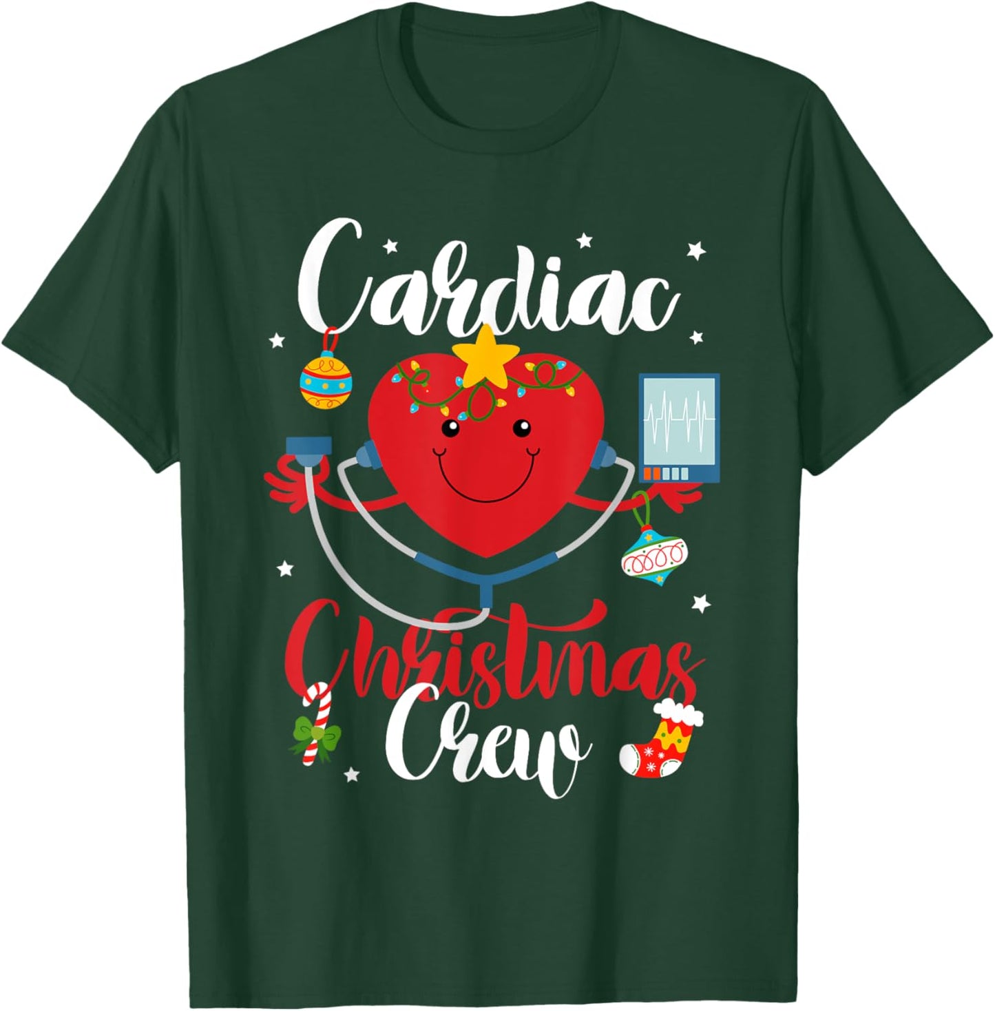 Cardiac Christmas Crew Cardiac Nurse T-Shirt - T-Shirt | Forest