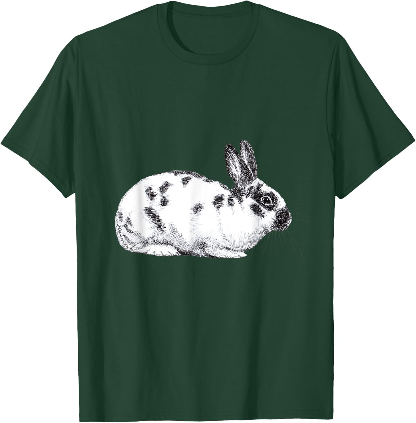 Cute English Spotted Bunny Rabbit Drawing T-Shirt - T-Shirt | Forest