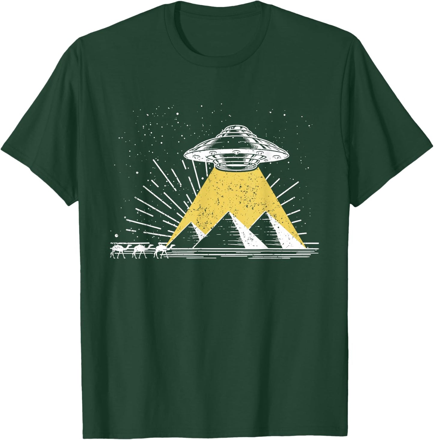 Science Fiction Universe Space Egypt Pyramids UFO T-Shirt - T-Shirt | Forest