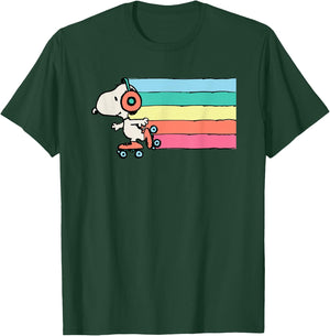 Peanuts Snoopy Roller Skating Rainbow T-Shirt - T-Shirt | Forest
