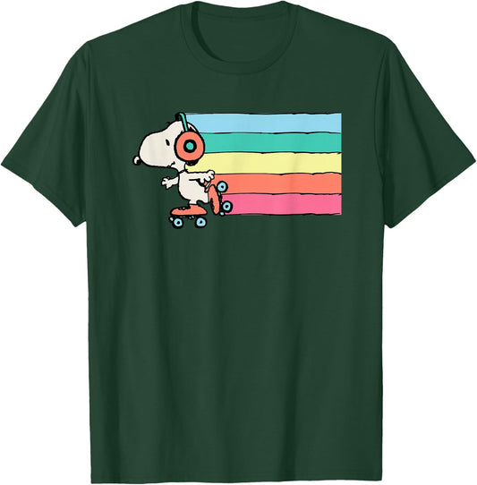 Peanuts Snoopy Roller Skating Rainbow T-Shirt - T-Shirt | Forest