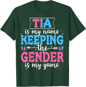 Keeper Of The Gender Tia Baby Announcement Family Party T-Shirt - T-Shirt | Forest