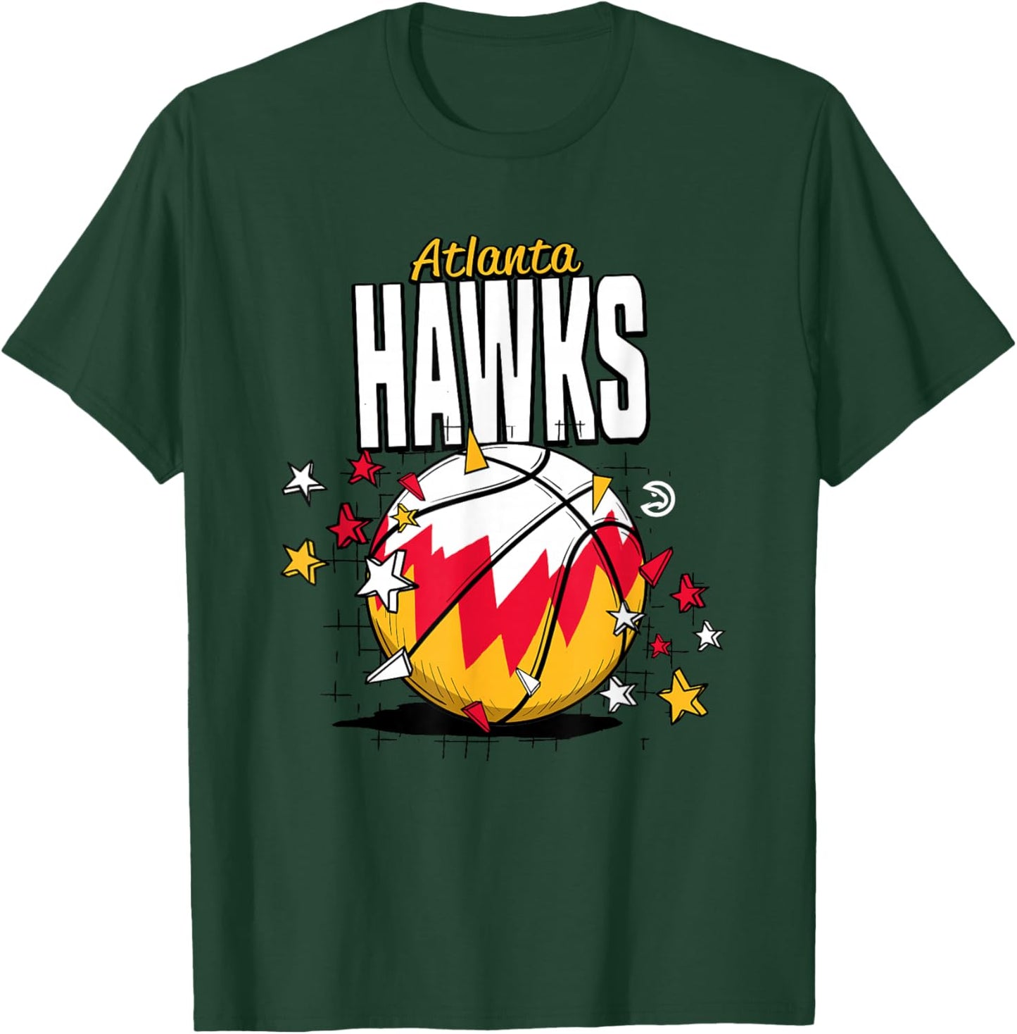 NBA Atlanta Hawks Basketball Doodle Stars T-Shirt - T-Shirt | Forest
