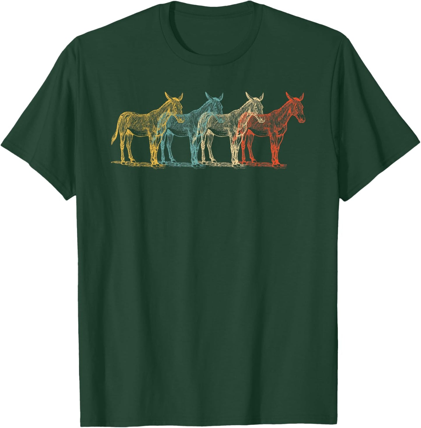 Mule Vintage Retro Donkey Horse Hybrid Lover 60s 70s Gift T-Shirt - T-Shirt | Forest