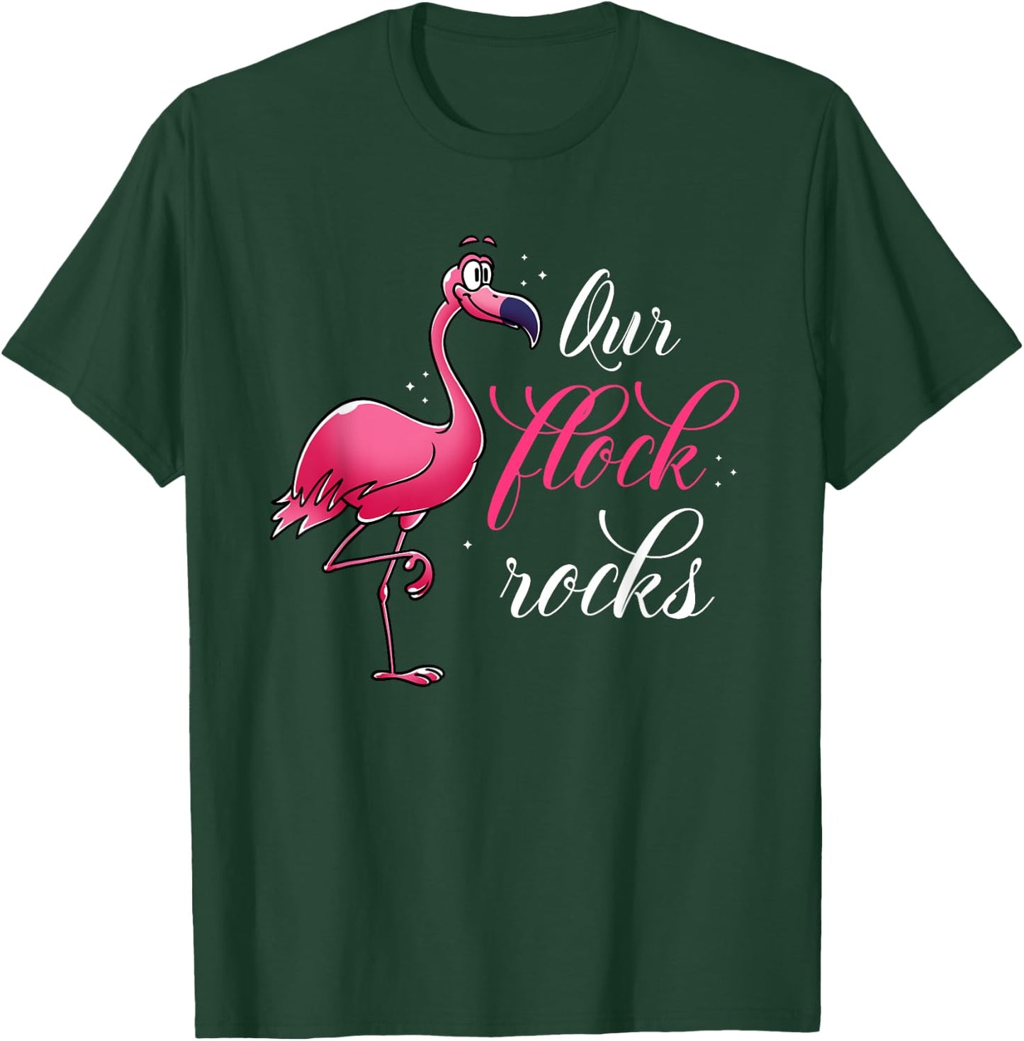 Our Flock Rocks Flamingo T-Shirt - T-Shirt | Forest