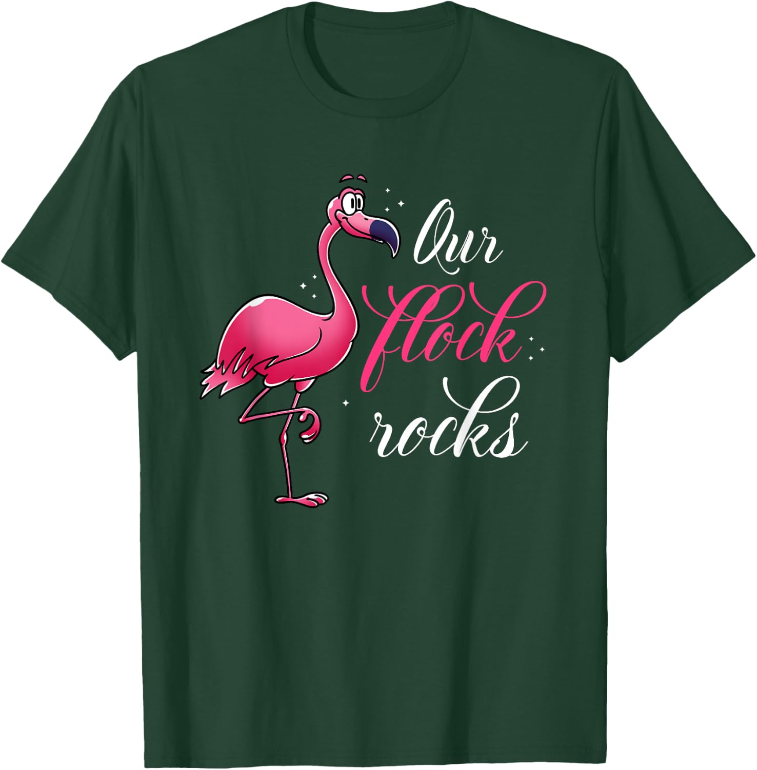 Our Flock Rocks Flamingo T-Shirt - T-Shirt | Forest