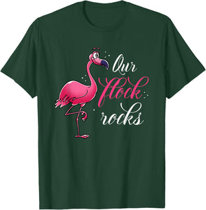 Our Flock Rocks Flamingo T-Shirt - T-Shirt | Forest