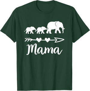 Mama Elephant 2 Babies Kids Mom of Two Cute Mothers Day T-Shirt - T-Shirt | Forest