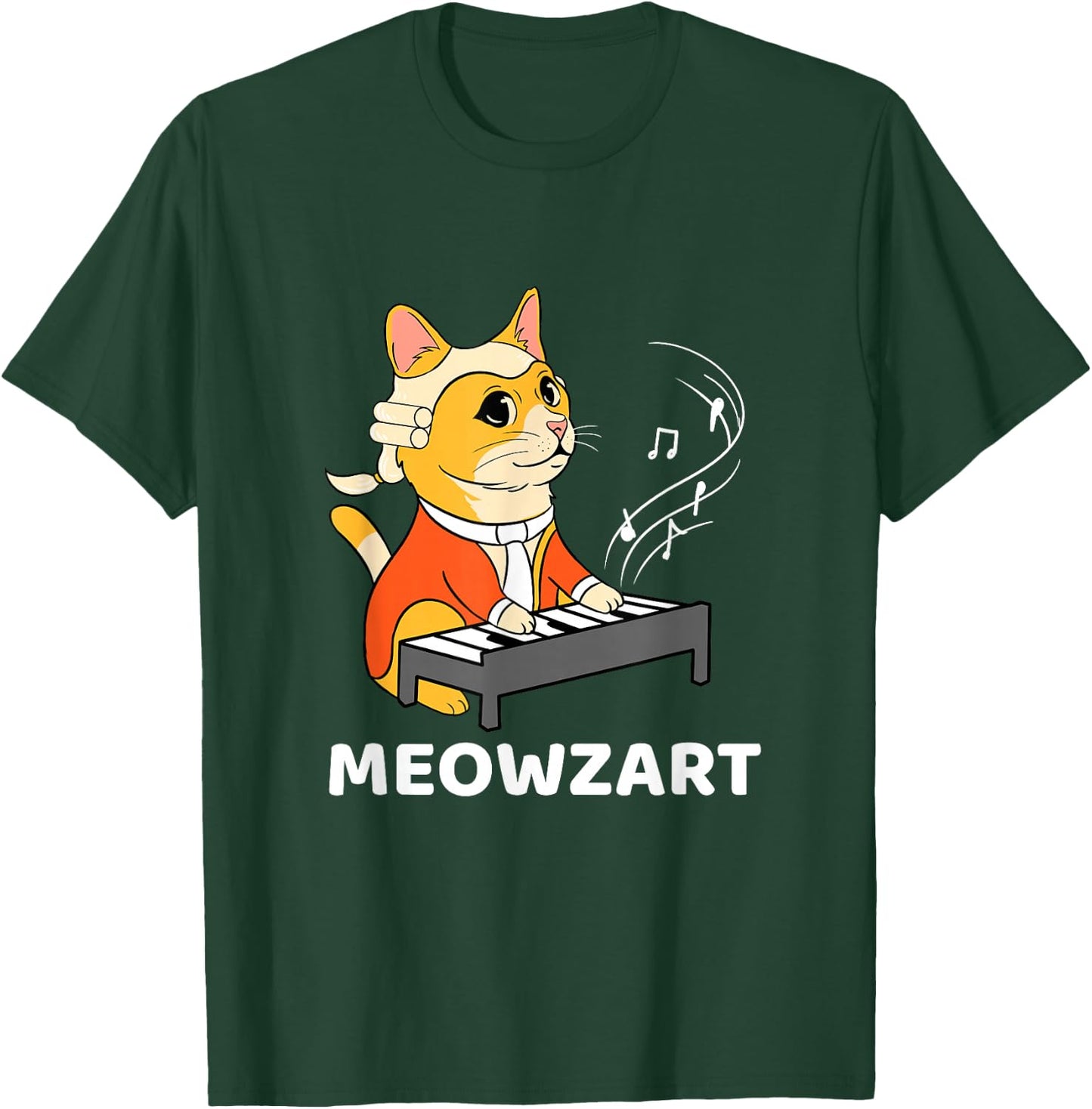 Meowzart Cat Playing Piano T-Shirt - T-Shirt | Forest