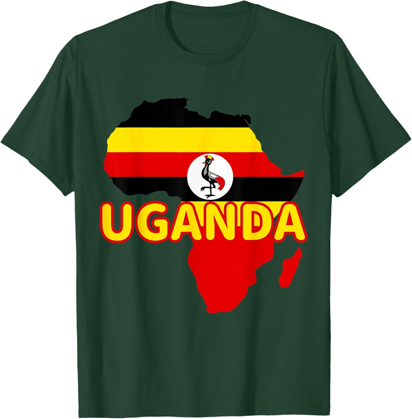 Uganda Ugandan Pride Flag Map Africa Print T-Shirt - T-Shirt | Forest