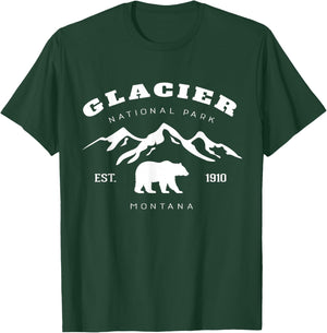 Retro Vintage Glacier National Park for kids Hiking Camping T-Shirt - T-Shirt | Forest