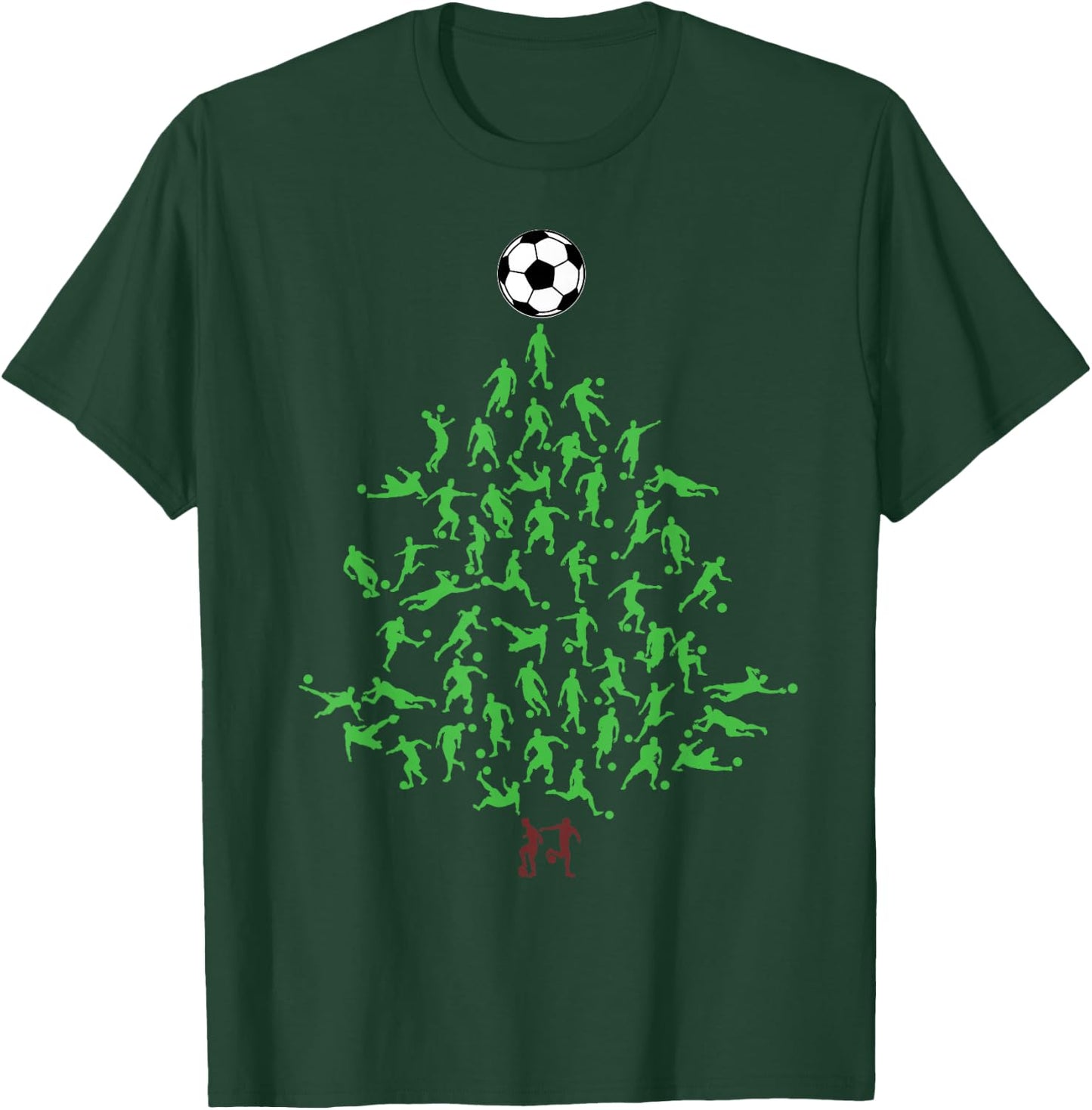 Soccer Player Christmas Tree Xmas, Soccer Christmas T-Shirt - T-Shirt | Forest
