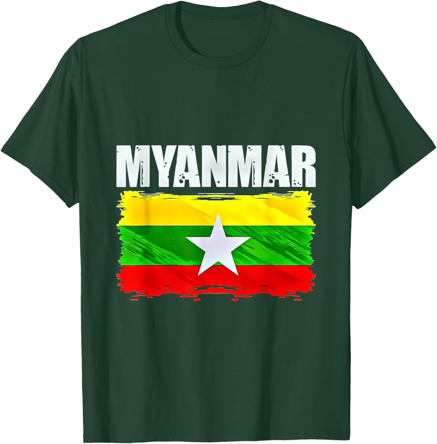 Myanmar Flag Emblem T-Shirt - T-Shirt | Forest