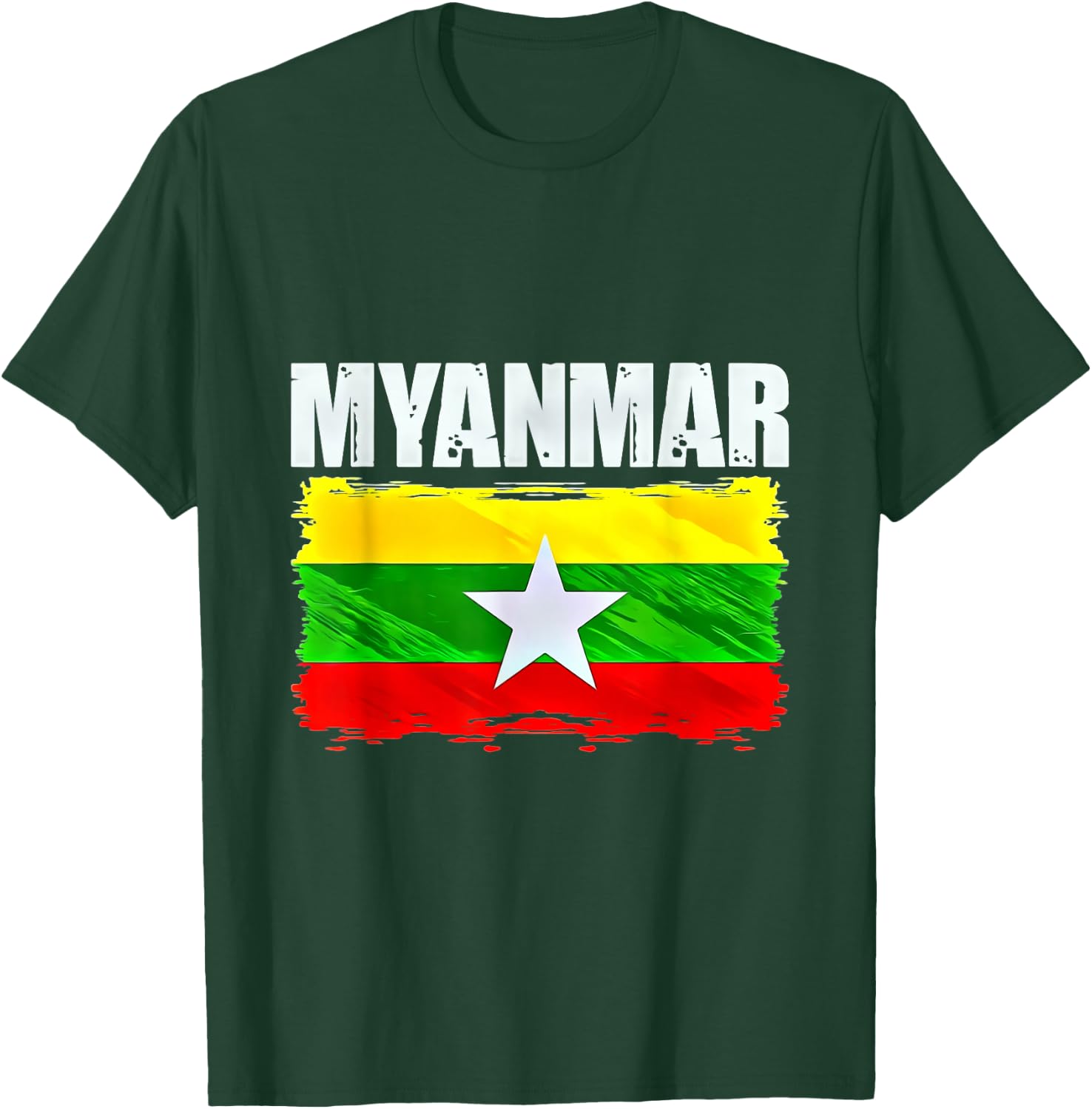 Myanmar Flag Emblem T-Shirt - T-Shirt | Forest