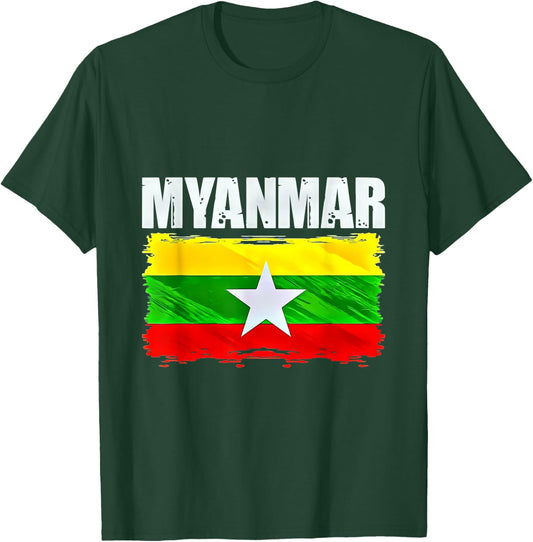 Myanmar Flag Emblem T-Shirt - T-Shirt | Forest