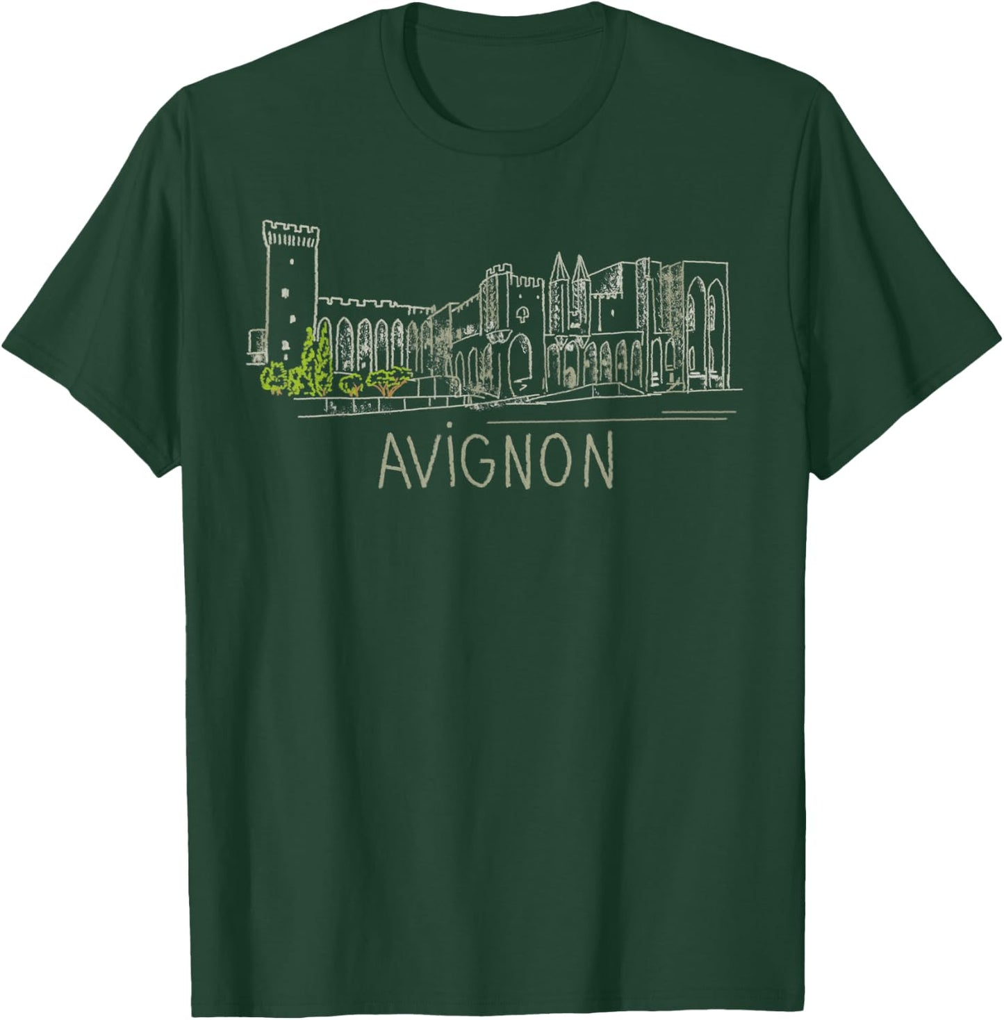 Avignon France Unique Hand Drawn Art Gift Men Women T-Shirt - T-Shirt | Forest